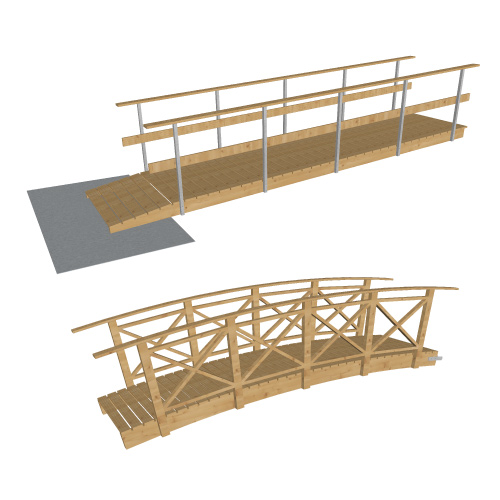 Wooden footbridges and bridges