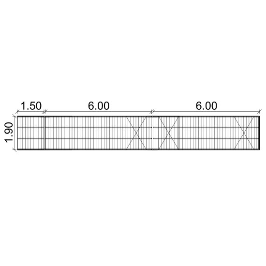 Set of floating pontoon 12 x 1.9 m (3x1000L)