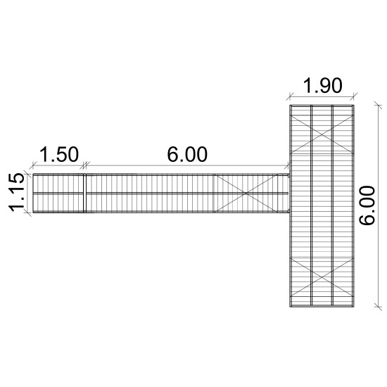 Set of floating pontoon 6 x 1.9 m (3x1000L)