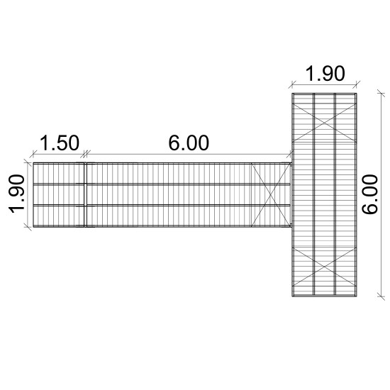 Set of floating pontoon 6 x 1.9 m (3x1000L)