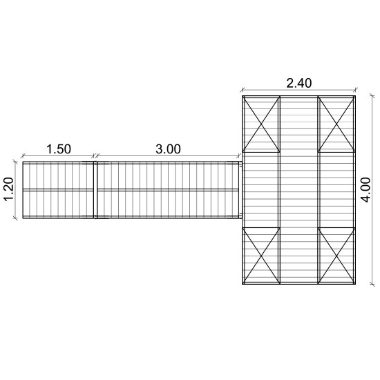 Set of floating pontoon 2.4 x 4 m (4x240L) Set of floating pontoon 2.4 x 4 m (4x240L)
