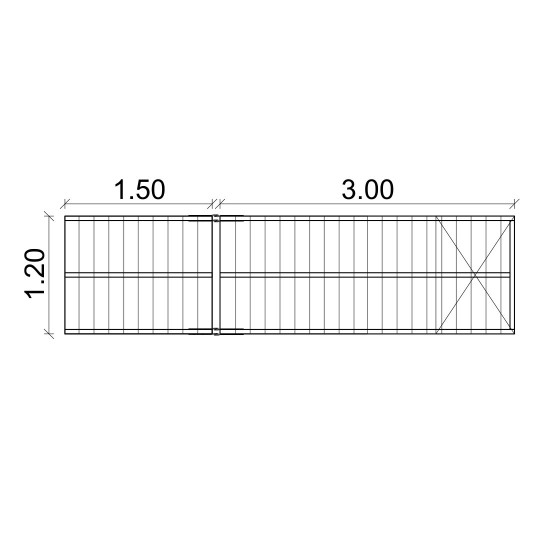 Set of floating pontoon 3 x 1.2 m (1x550L)