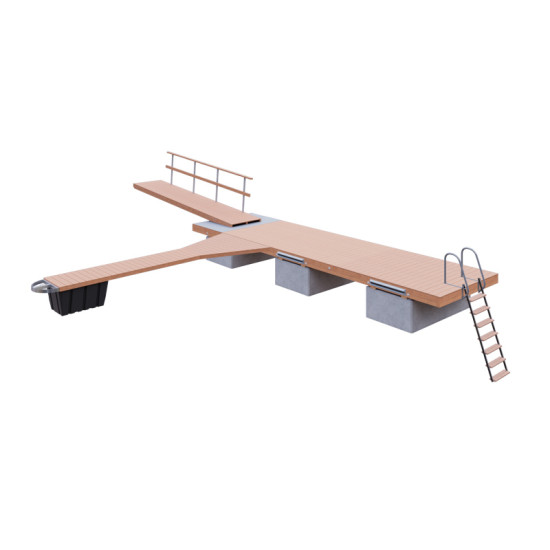 BP102 Set of floating pontoon platform 9×2.4m with decking