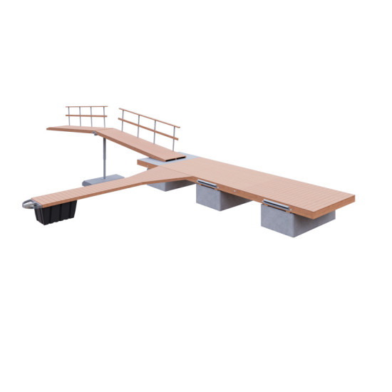 BP102 Set of floating pontoon platform 9×2.4m with decking