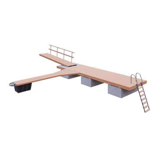 BP102 Set of floating pontoon platform 9×2.4m with decking