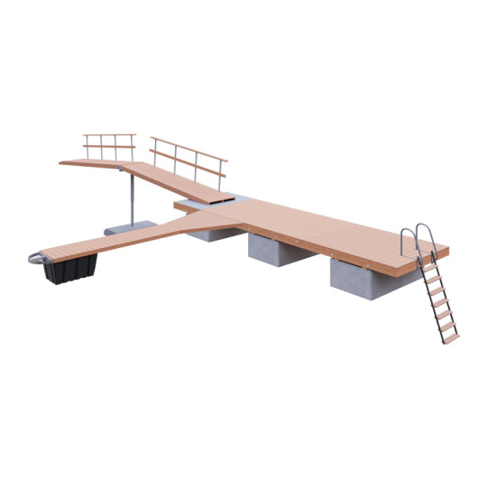 BP102 Set of floating pontoon platform 9×2.4m with decking